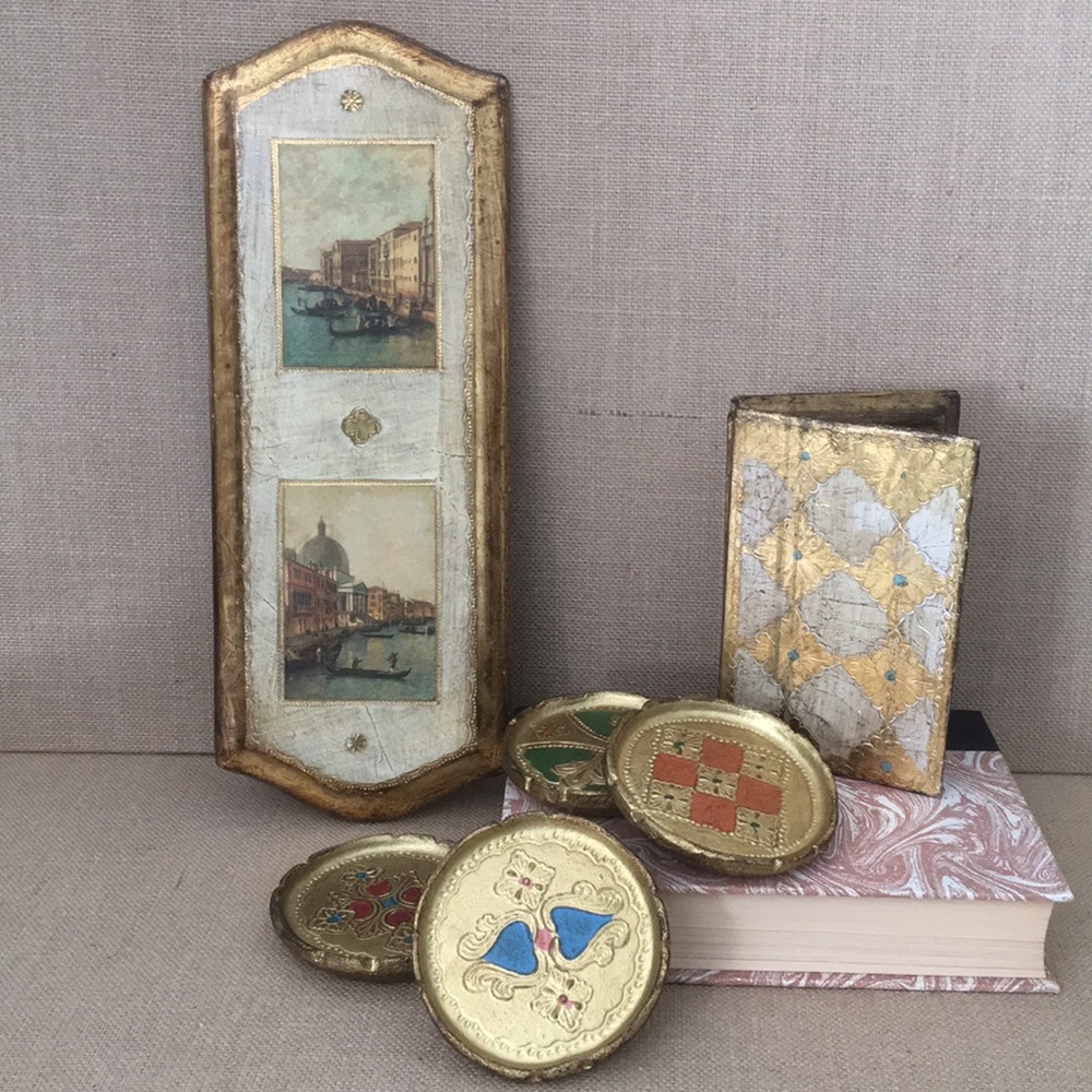 Florentine items-Venice,house blessing,4 coasters